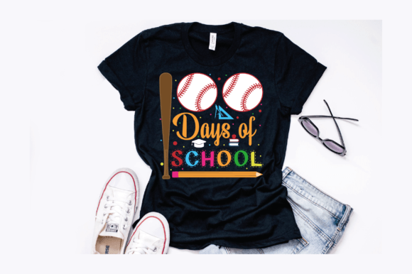 100 Days of School Baseball Design: Graphics for T-Shirt Designs
