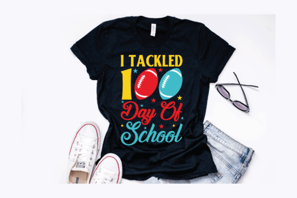 100 Days of School Football Design: Graphics & T-Shirt Designs