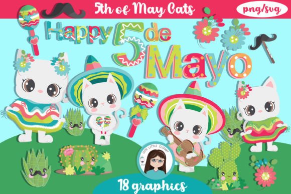5th of May Cats Cliparts: Graphics & Illustrations
