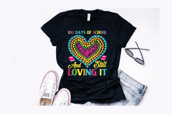 Cute 100 Days School Hearts Graphics for T-Shirt Designs