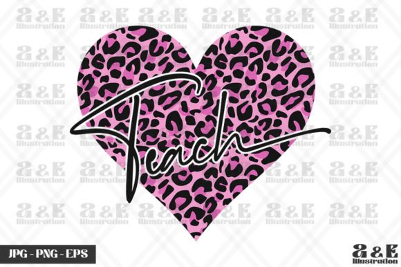 Pink Love Heart Leopard Print Teacher Graphics