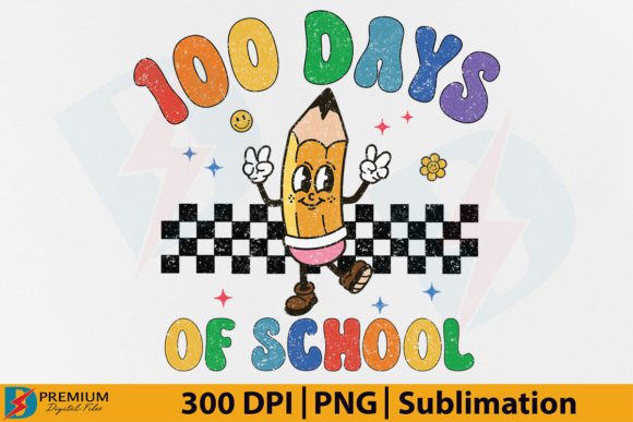Retro 100th Day Graphics for T-Shirt Designs